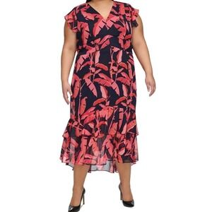 Tommy Hilfiger Plus Size Women's 22W Floral Chiffon Hi-Lo Dress